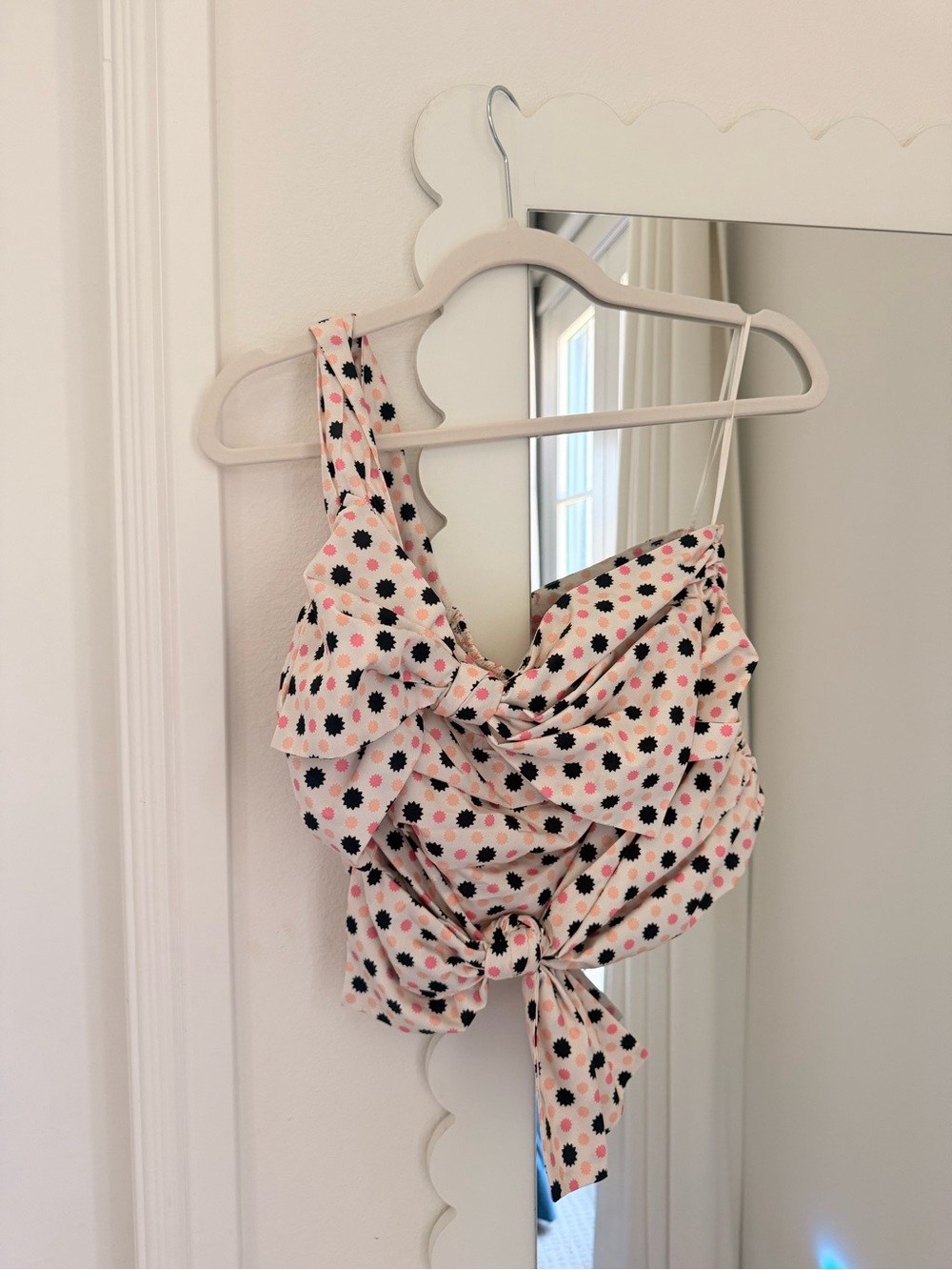 Maeve Pink and Black Floral Tie-Front Crop Top